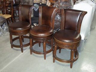 Manchester Counter BAR Height Leather Barstools stools Chairs mahogany
