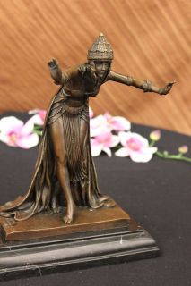 SIGNED CL.JR.COLINET, bronze art deco dancer sculpture Nouveau Marble