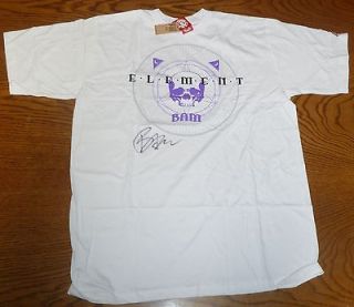Viva La Bam Margera Signed Element Skateboard White Shirt XL PSA/DNA