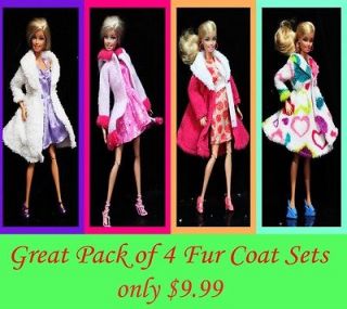 VALUE 8 ITEMS LOT Fur Coat/ Clothes/Dress Shoes For Barbie Dolls