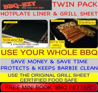 Pack 1 Original Rigid Teflon BBQ Grill Sheet &1 BBQ Hotplate Liner