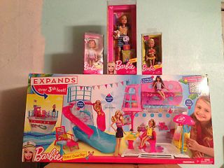 Barbie Sisters Cruise Ship Boat Play Set +3 Barbie Dolls Stacy Chelsea