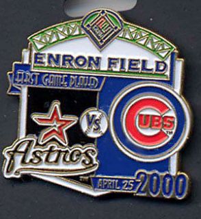 CUBS AND ASTROS FIRST GAME PLAYED ENRON FIELD PIN
