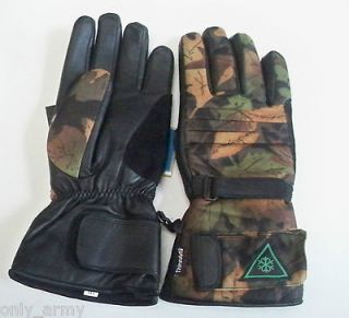 NEW Heated Gloves Camo Leather Battery Powered Fishing Camping Hunting