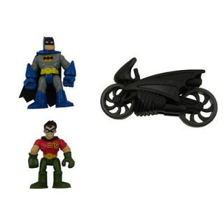 NEW~IMAGINEXT BAT CAVE Figures  Batman,Robin,M otorcycle