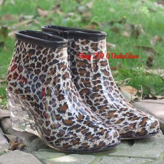 Womens Shoes Rain Boots Wedge High Heel Shoes Ankle Boots Galoshes US