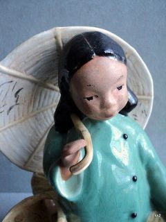 McCarty Brothers Pottery Asian Girl Planter 3/2/45 California Figurine