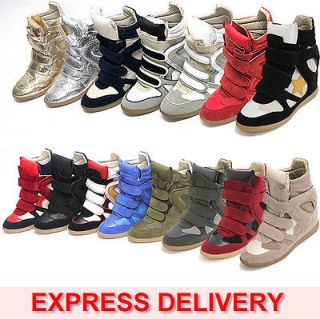 Womens Colors Velcro Strap Wedge Sneakers High Top Shoes US 5~8
