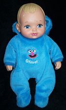 Rare 1990 Lauer Waterbabies Baby Doll in Sesame Street Grover Outfit
