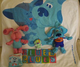 Blues Clues bath toy plush figure towel book lot rare Magenta Polka