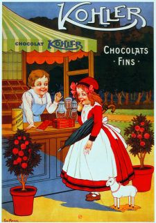 Chocolat Kholer Ad Decorative Nouveau Poster. Fine Graphic Art Design