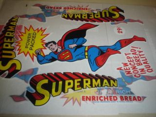 1966 UNUSED VINTAGE COLOR SUPERMAN 29c BREAD WRAPPER