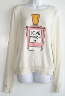 Wildfox Couture LOVE POTION Baggy Beach Jumper Ceramic White Sz Small