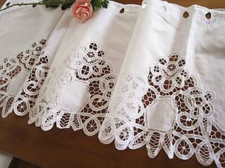 Elegant Hand Batten Lace Cotton Café White Curtain Trim