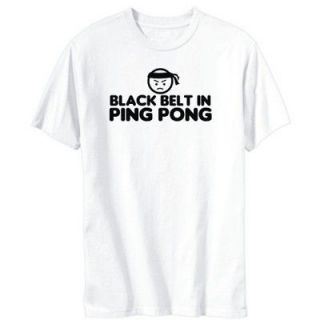 Shirt Mens White Black Belt In Ping Pong