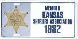 Kansas Sheriffs Assn. Booster Plates 1982 88 (7 plates total)