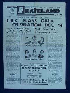 1940 Cleveland Roller Skating Sports Newspaper Vintage