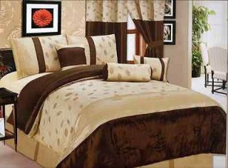 pcs Queen Kylie Brown/Beige Jacquard Comforter Bedding Set