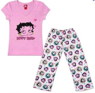 Betty Boop Comfort PJ Set Betty Boop Heart Tee Shirt / Capri Pajamas