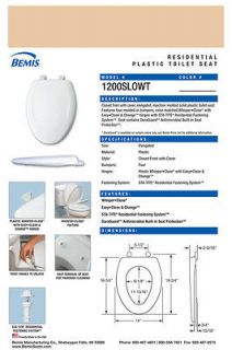 Bemis 1200SLOWT 213 Elongated Plastic Slow Close Toilet Seat   Peach