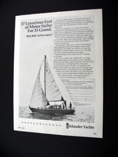 Islander Yachts 37 MS motor sailer yacht 1970 print Ad