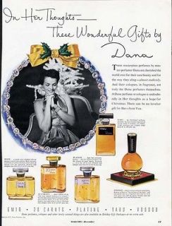 DANA Perfume Ad   VOODOO   EMIR   TABU, etc   1951   ADVERTISEMENT
