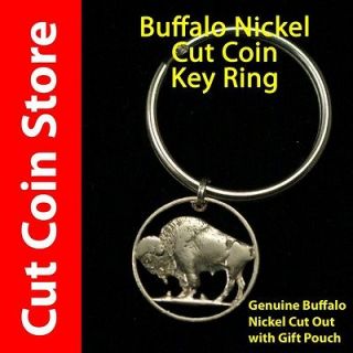 Buffalo Bison Indian Head 5¢ Nickel Cut Coin Key Ring