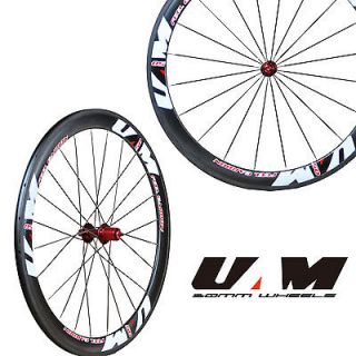 UAM 50mm 700C Carbon Road/TT bike Tubular Wheels/Wheelset​s with Red