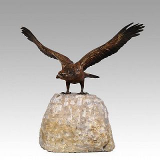 Genuine antique Vienna Bronze Eagle on Rock by Franz Bergman