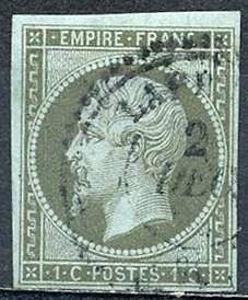 FRANCE 1853 EMPEROR NAPOLEON BONAPARTE 1 CENT SC# 12 NICE USED CV.100