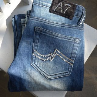 DENIMWALK A7 JEANS 1715 IN MERMAID SILVER WITH SWAROVSKI CRYSTAL