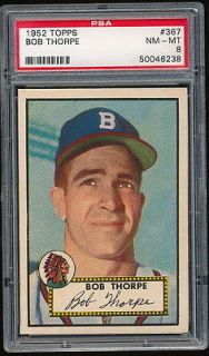 1952 Topps Bob Thorpe #367 Hi# PSA 8   Boston Braves