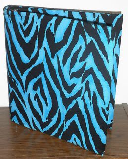 Tiger Stripes on Blue FABRIC COVER FOR 3 RING BINDER