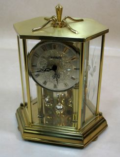Gold toned KUNDO Mantel Clock Silver toned Face & Black Roman Numerals