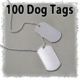 Lot Of 100 New Blank Dog Tags 304 Stainless Steel Shiny Finish