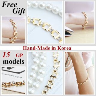 KOREAN] HAND MADE Hi Quality 14K Gold Plated w/o Stone Women Bracelet