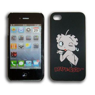 iPhone 4 4G Betty Boop Blowing Kiss on Solid Black Protector Snap On