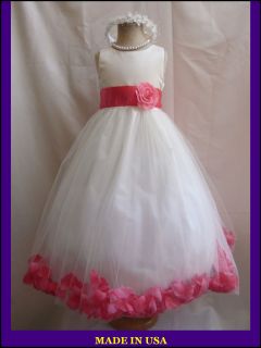 IVORY CORAL BABY PAGEANT BRIDAL PARTY FLOWER GIRL DRESS SM L XL 2 4 6