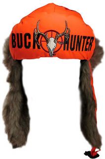 Dakota Dan Blaze Orange Buck Hunter Embroidered Trooper Hat Faux