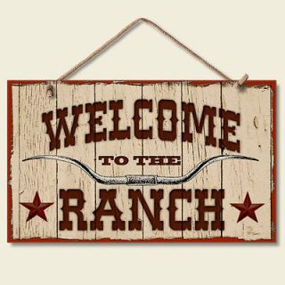 Western Lodge Cabin Decor ~Welcome To The Ranch~ Wood Sign W/ Rope
