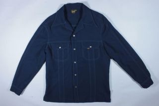 Lee Mod Retro Disco Grease USA Made Blue Leisure Suite Shirt Jacket M