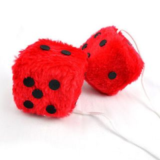 CAR TRUCK RED FUZZY DICE TO HANGER YOUR MIRROR