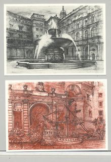 Vatican City 120 Lire Fountains Architecture 6 Unused Postal Cards