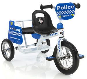 Kids Euro Trike Police Tandem Trike (POLICE EMERGENCY BIKE DUO) 3yrs+