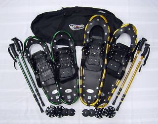 NEW BIGFOOT SNOWSHOE BUNDLE ADV 25 IN & 30 IN w POLES, FREE BAG and