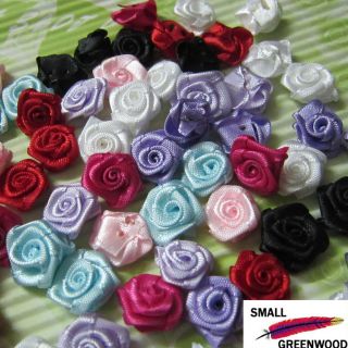 Wholesale 100 1000 Pcs 3/4 Satin Ribbon Rose Flower Appliques F6040