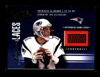 2001 PLAYOFF ABSOLUTE DREW BLEDSOE PATRIOTS LEATHER & LACES MINT