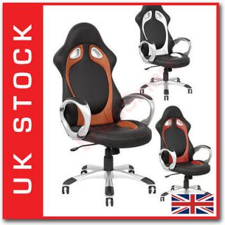 RACING CAR SEAT OFFICE COMPUTER CHAIR BLACK RED WHITE BROWN PU LEATHER