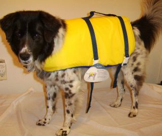  Boat ing Pet Life Jacket Safety Vest Onyx Larg e Yellow w/blue trim
