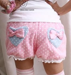 Japan Decora Pastel Pink Polkadot Pumpkin Diaper Bloomer Shorts